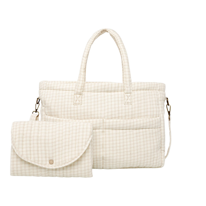 Quincy Mae Diaper Bag + Changing Pad Set - Oat Check