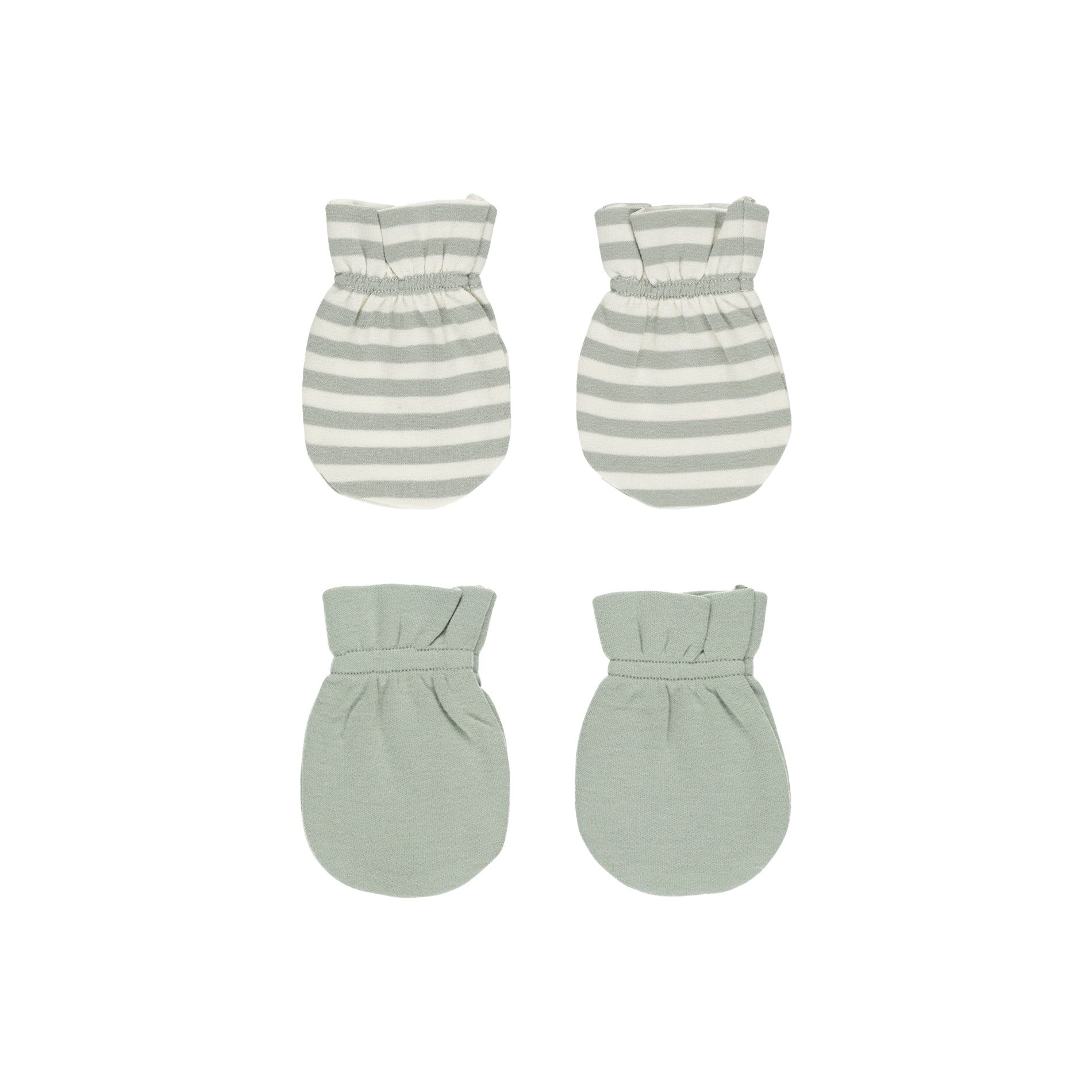 Quincy Mae No Scratch Mittens, Set of 2 - Sage Stripe, Sage