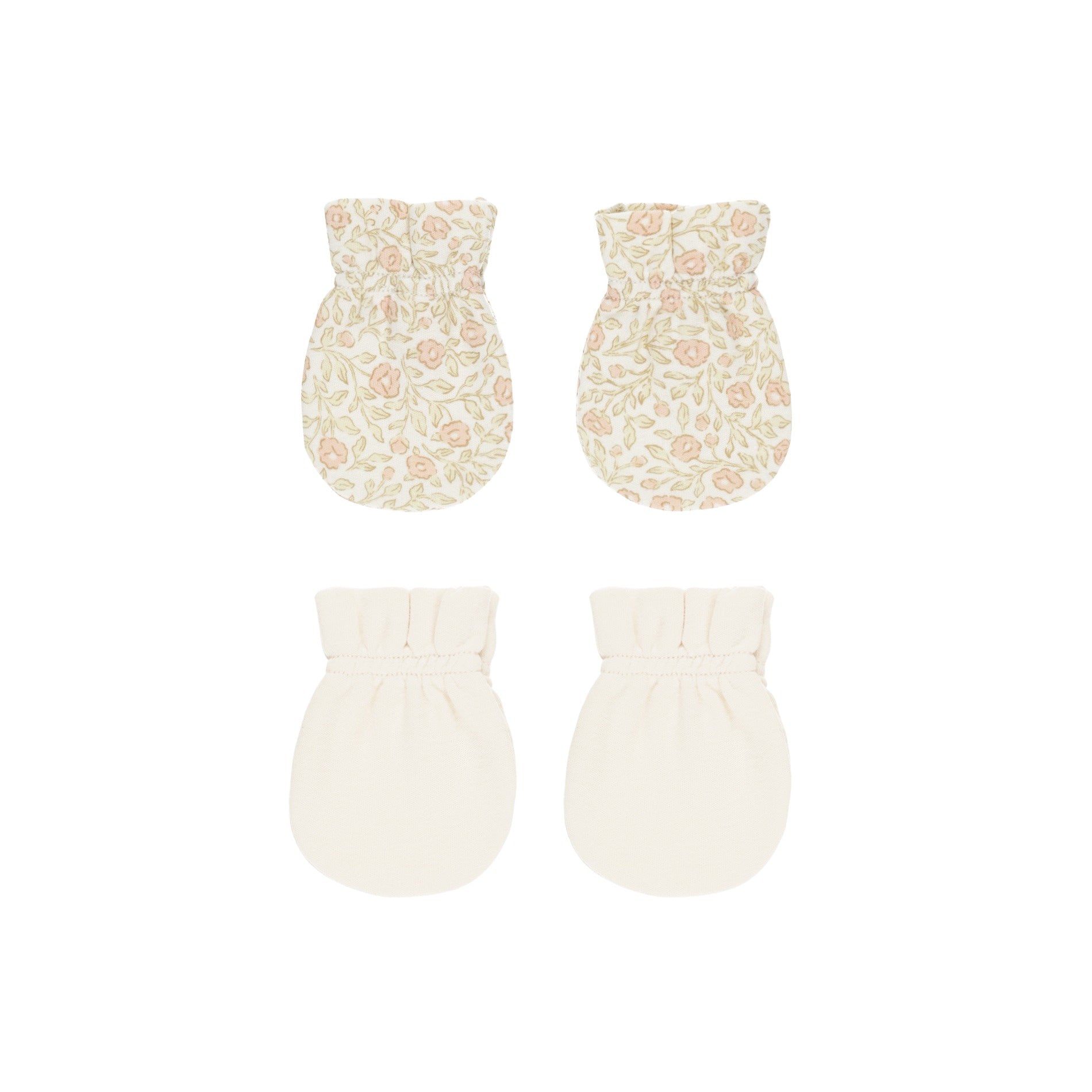 Quincy Mae No Scratch Mittens, Set of 2 - Primrose, Natural
