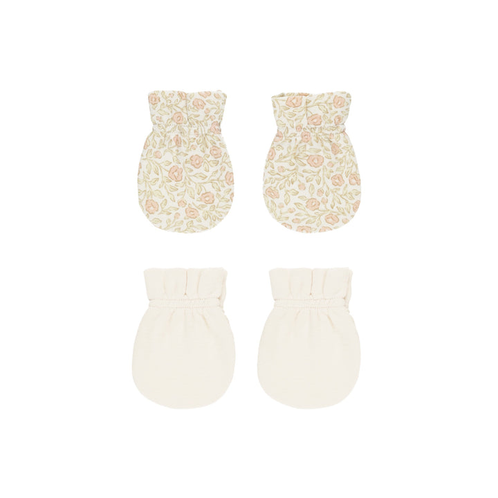 Quincy Mae No Scratch Mittens, Set of 2 - Primrose, Natural