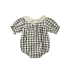 Collared Bubble Jumpsuit - Forest Check