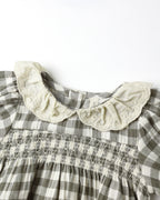 Collared Bubble Jumpsuit - Forest Check