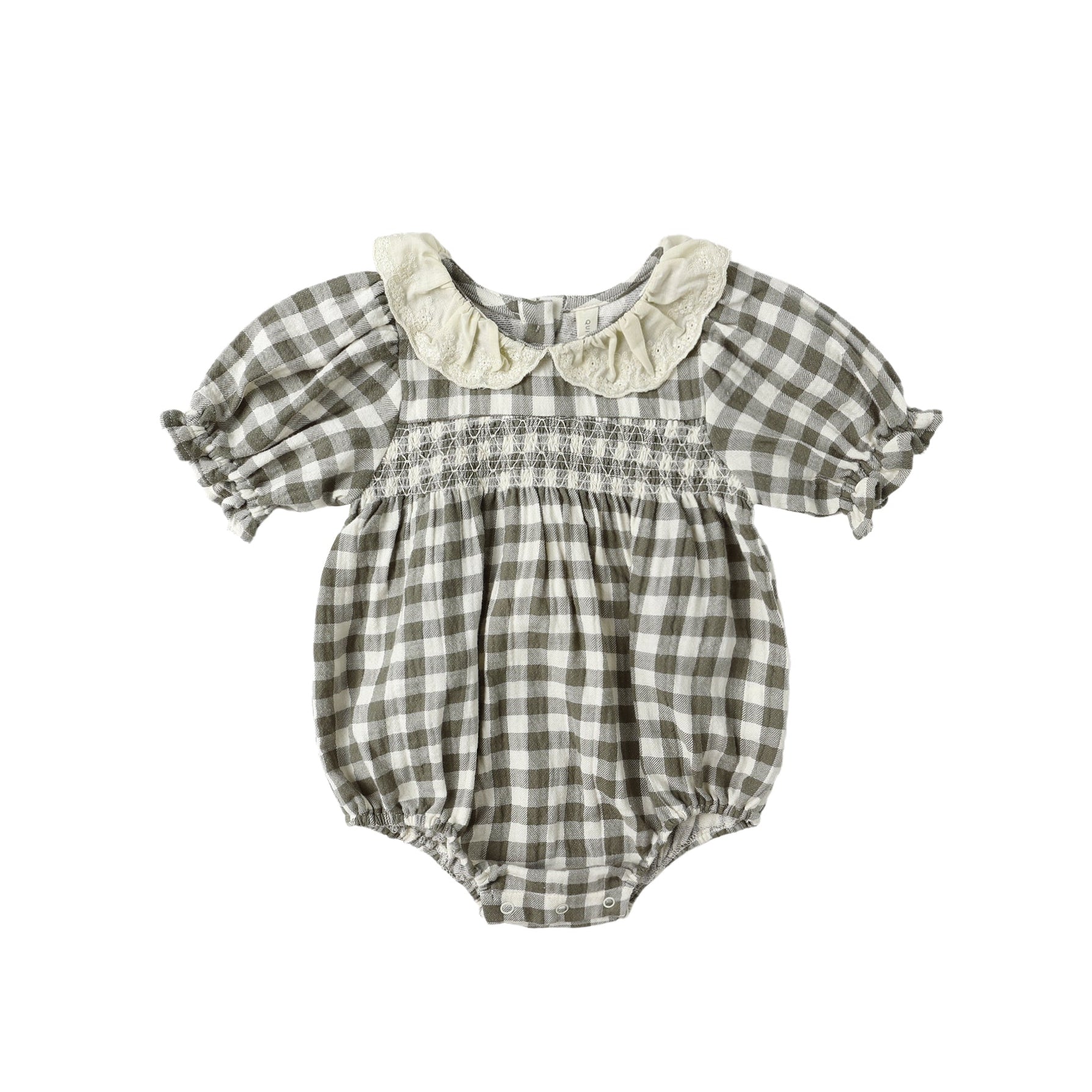 Collared Bubble Jumpsuit - Forest Check