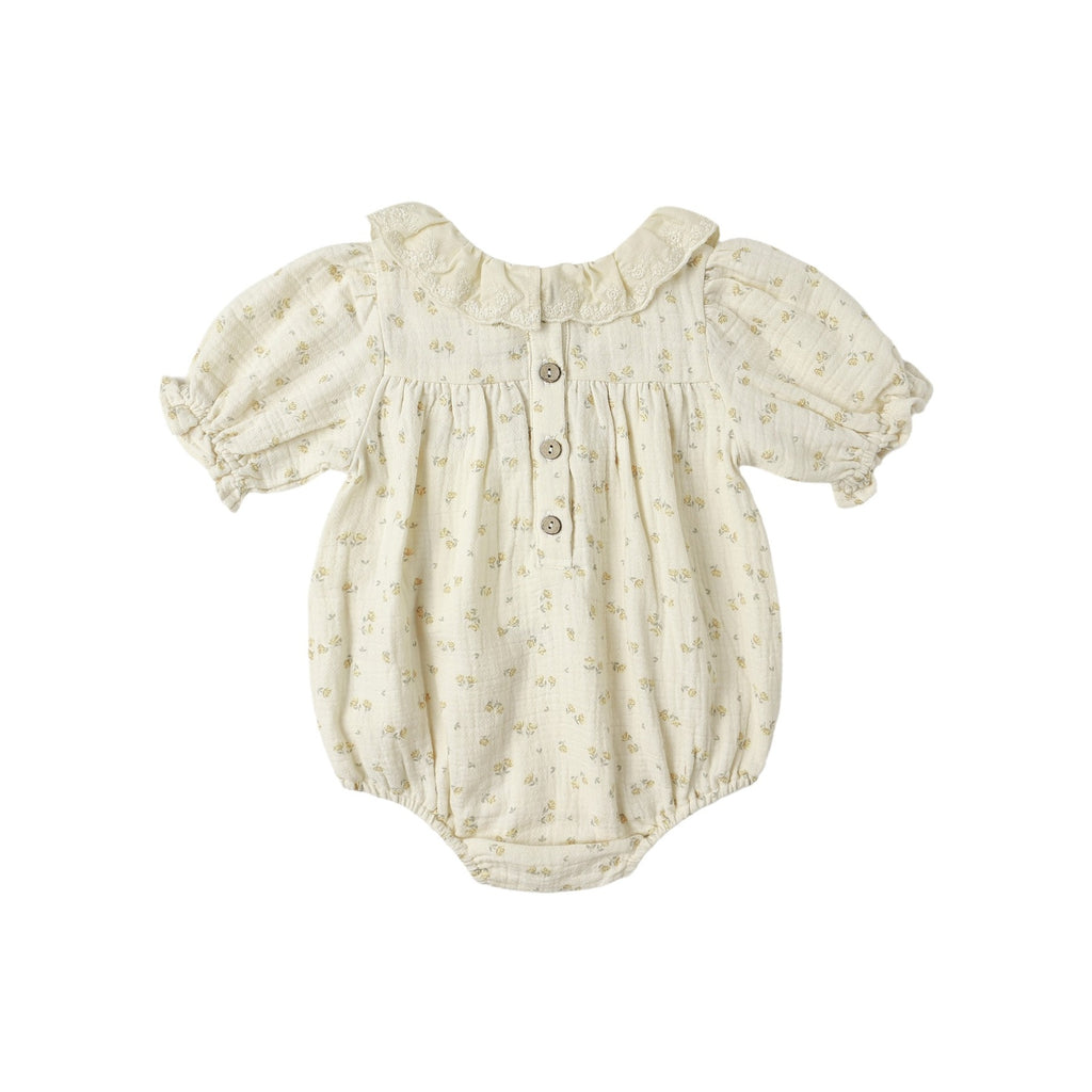 Quincy Mae Collared Bubble Jumpsuit - Golden Floral