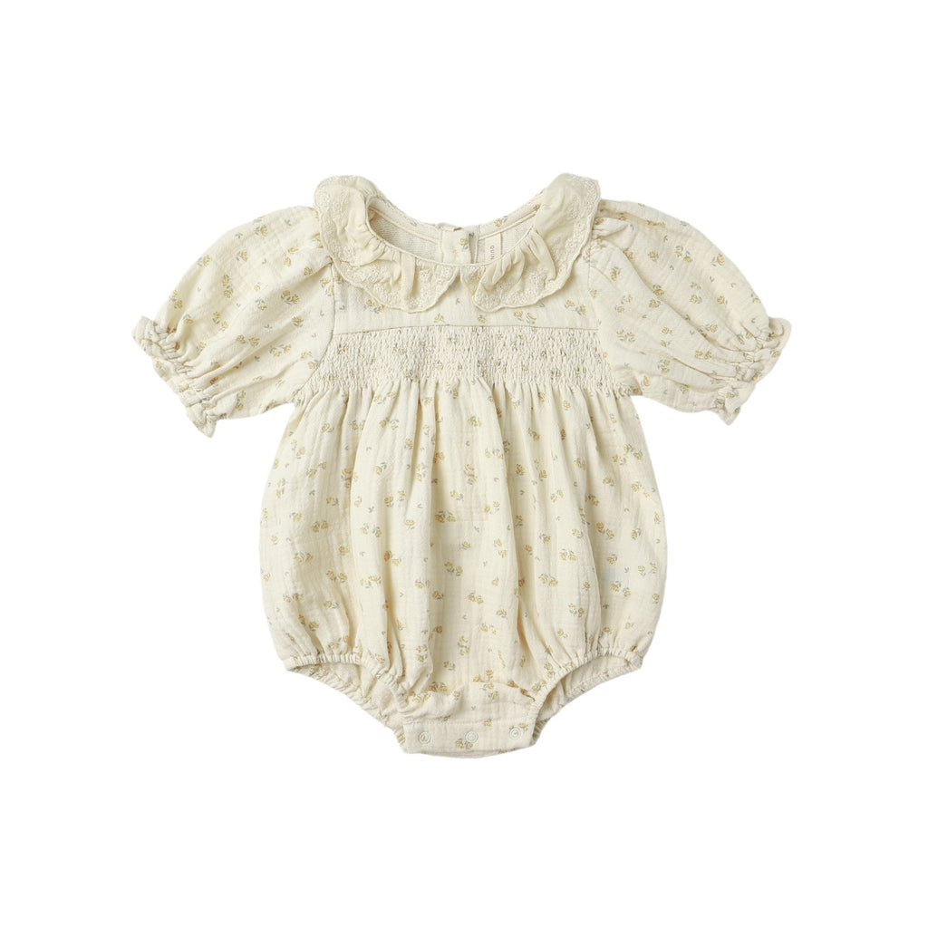 Quincy Mae Collared Bubble Jumpsuit - Golden Floral