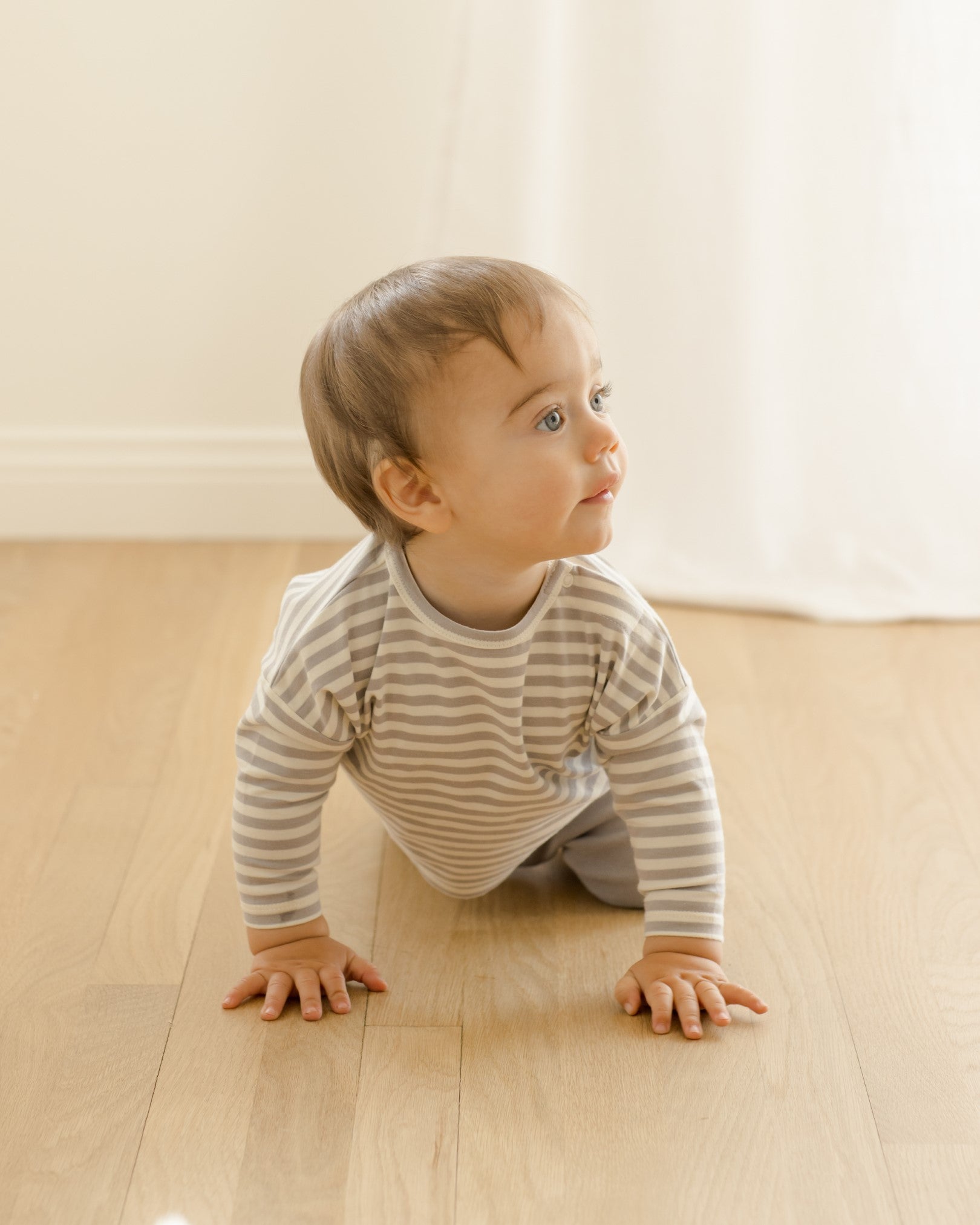 Quincy Mae Long Sleeve Tee - Periwinkle Stripe