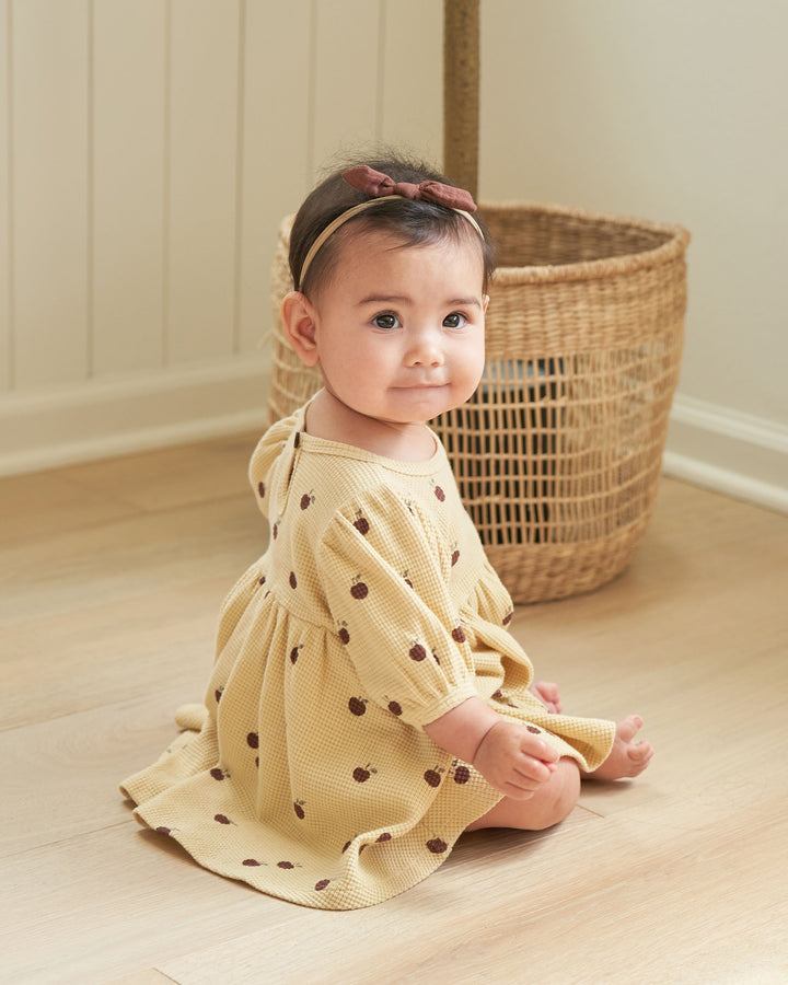 Quincy Mae Waffle Babydoll Dress - Apples