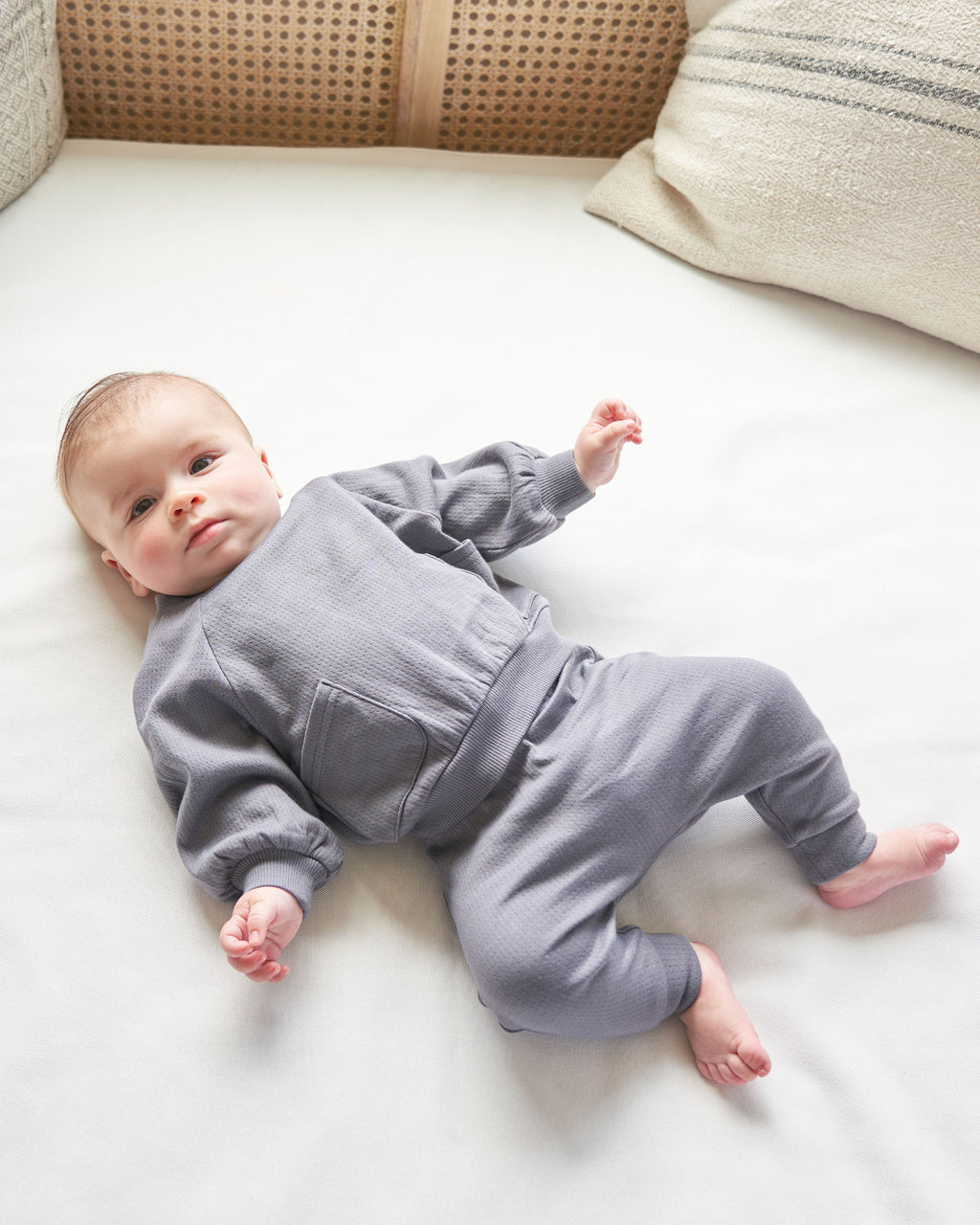 Quincy Mae Pointelle Sweatpant - Navy