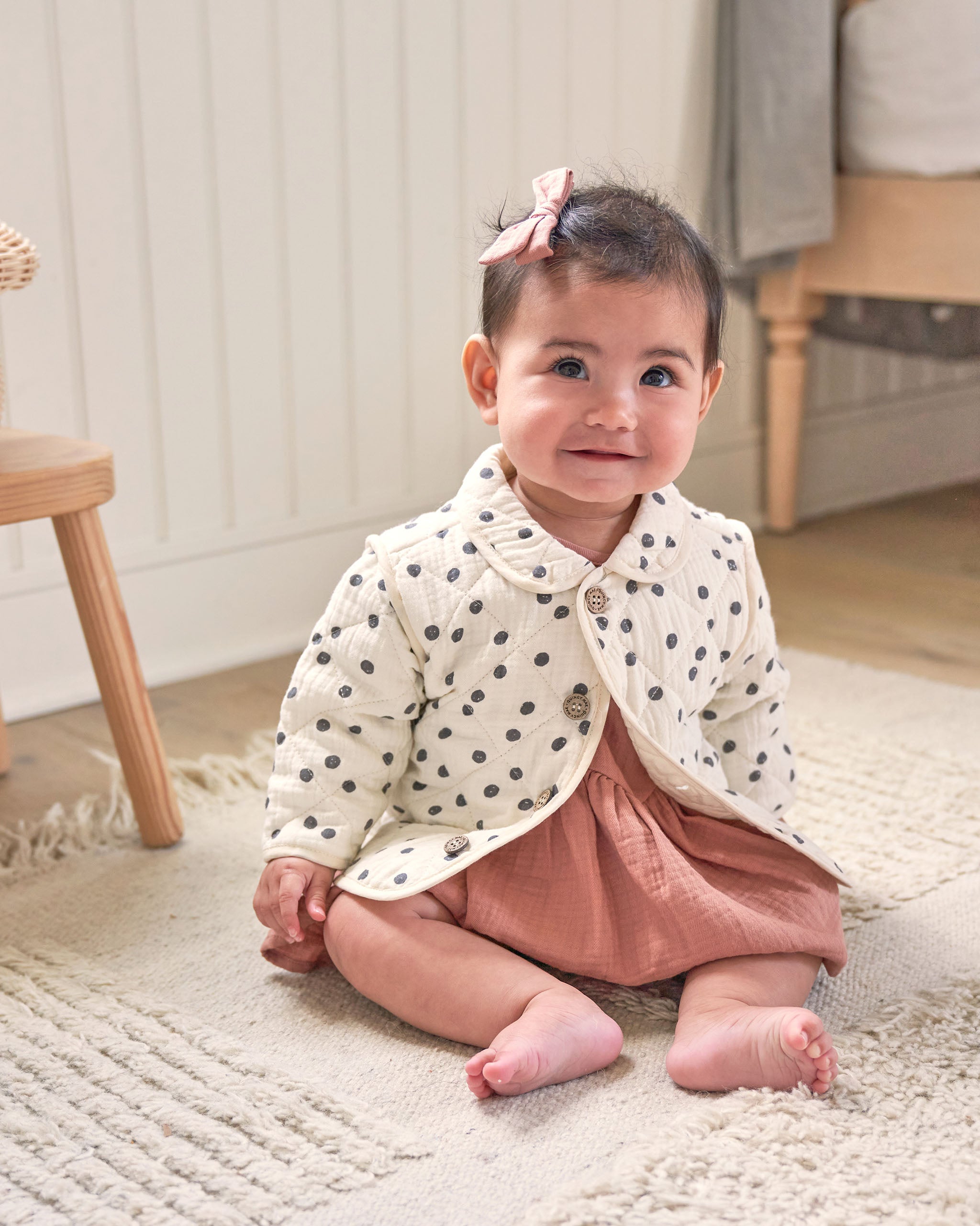 Quincy Mae Quilted Jacket - Navy Dot