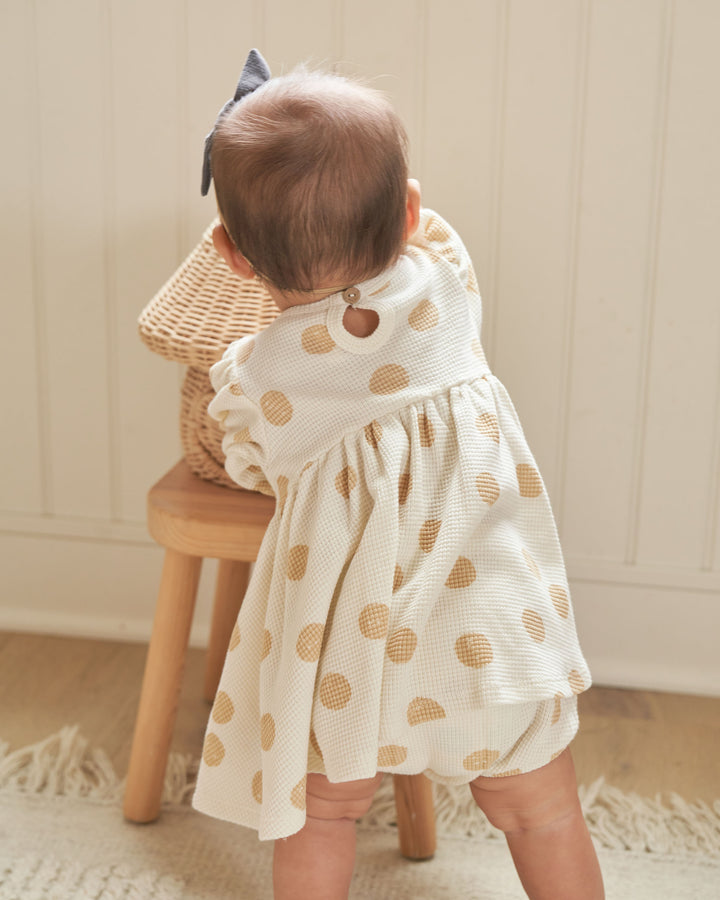 Quincy Mae Waffle Babydoll Dress - Butter Dots