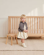 Quincy Mae Ruffle Collar Cardigan - Navy Heather