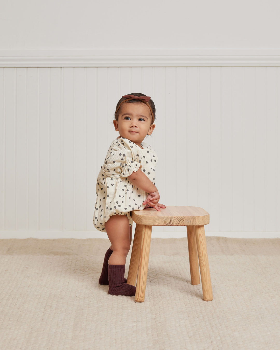 Quincy Mae Cosette Romper - Navy Dot