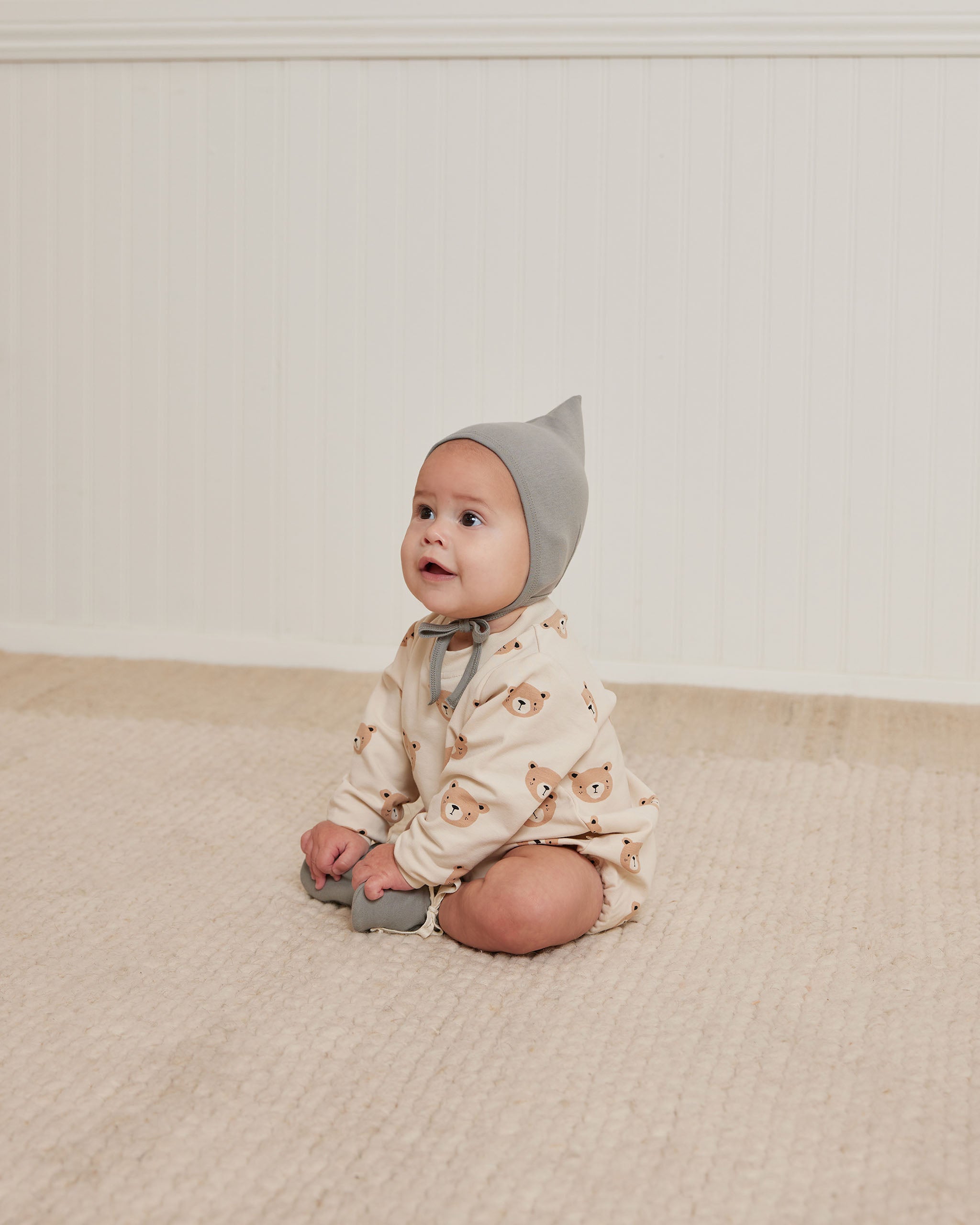 Quincy Mae Crewneck Bubble Romper - Teddy