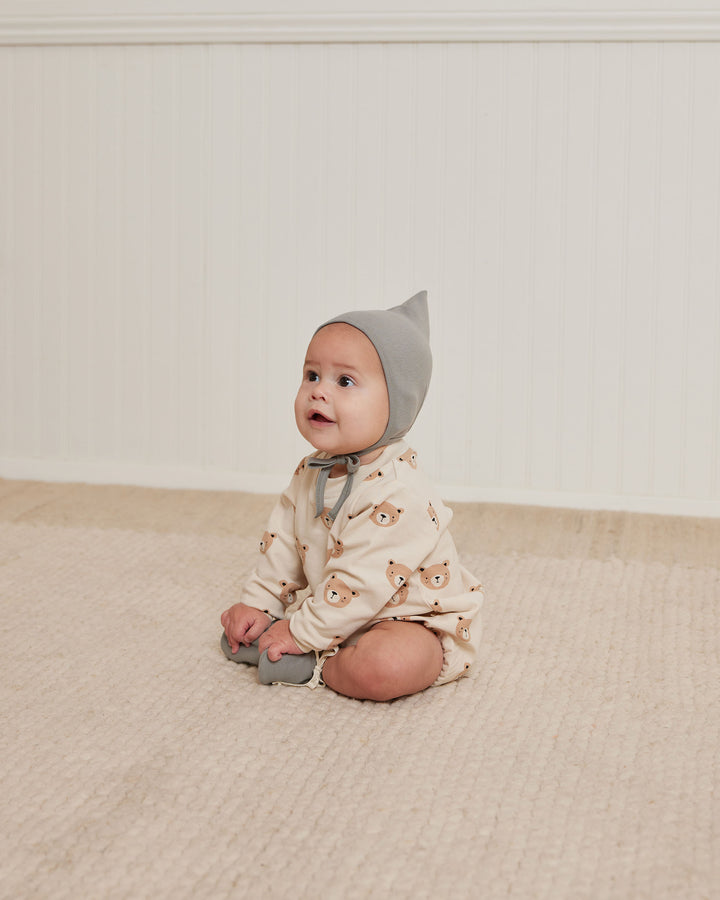 Quincy Mae Crewneck Bubble Romper - Teddy
