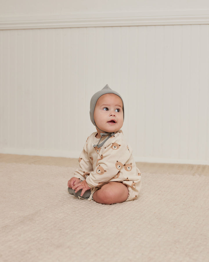 Quincy Mae Crewneck Bubble Romper - Teddy