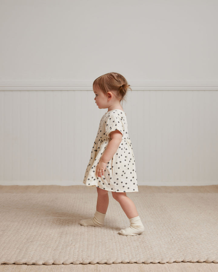 Quincy Mae Brielle Dress - Navy Dot