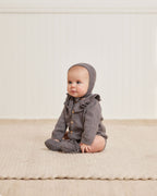 Quincy Mae Ruffle Collar Cardigan - Navy Heather