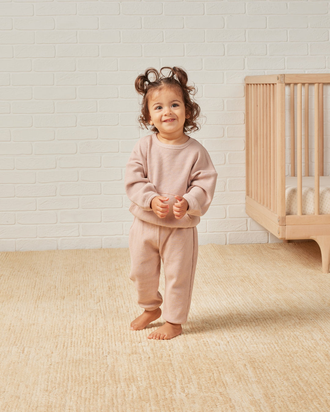 Quincy Mae Waffle Slouch Set - Blush