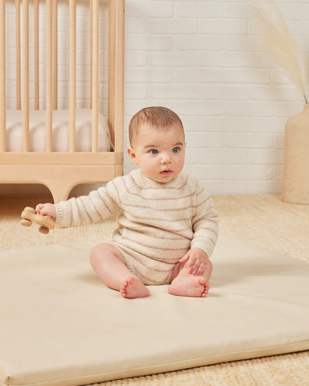 Quincy Mae Bailey Knit Set - Heathered Oat Stripe