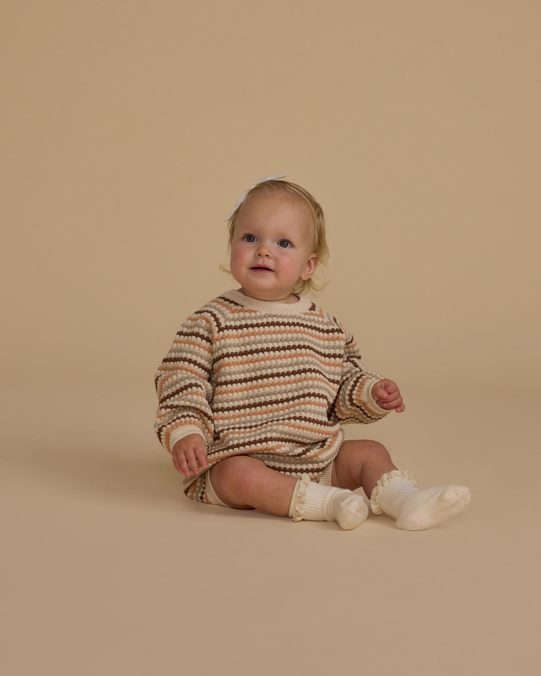 Rylee + Cru Crewneck Romper - Honeycomb Stripe