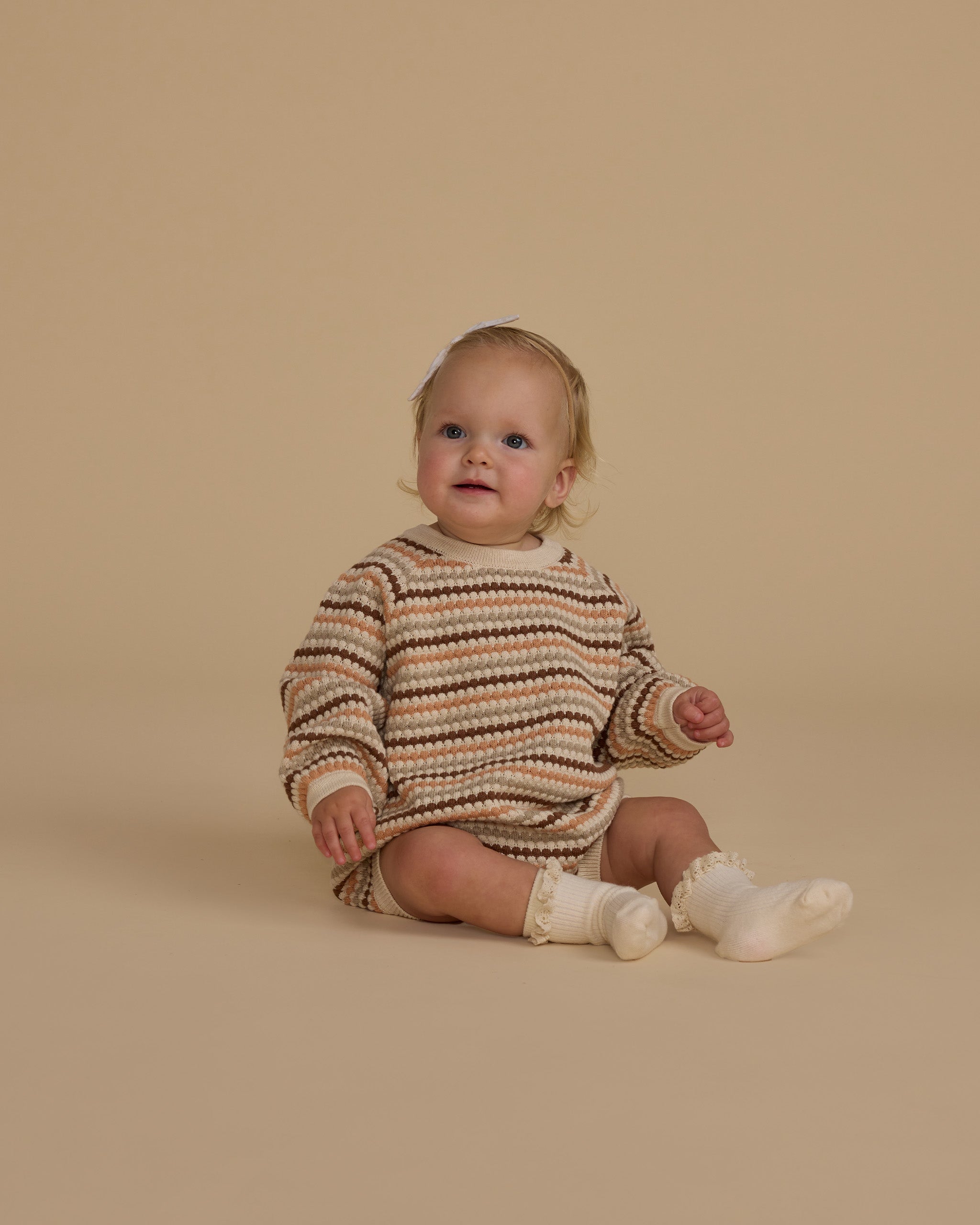 Rylee + Cru Crewneck Romper - Honeycomb Stripe