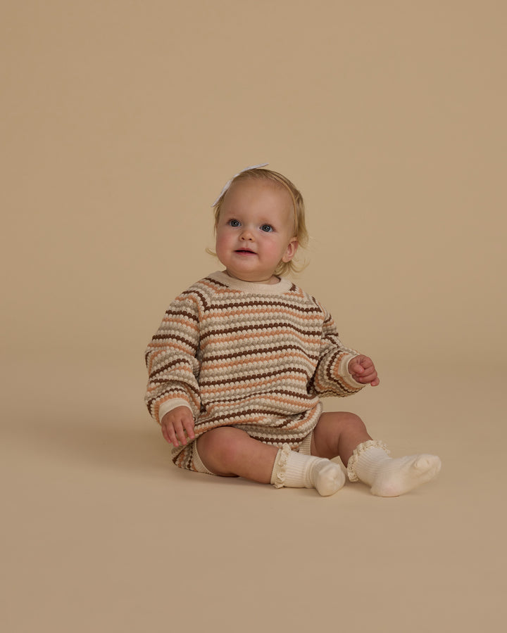 Rylee + Cru Crewneck Romper - Honeycomb Stripe
