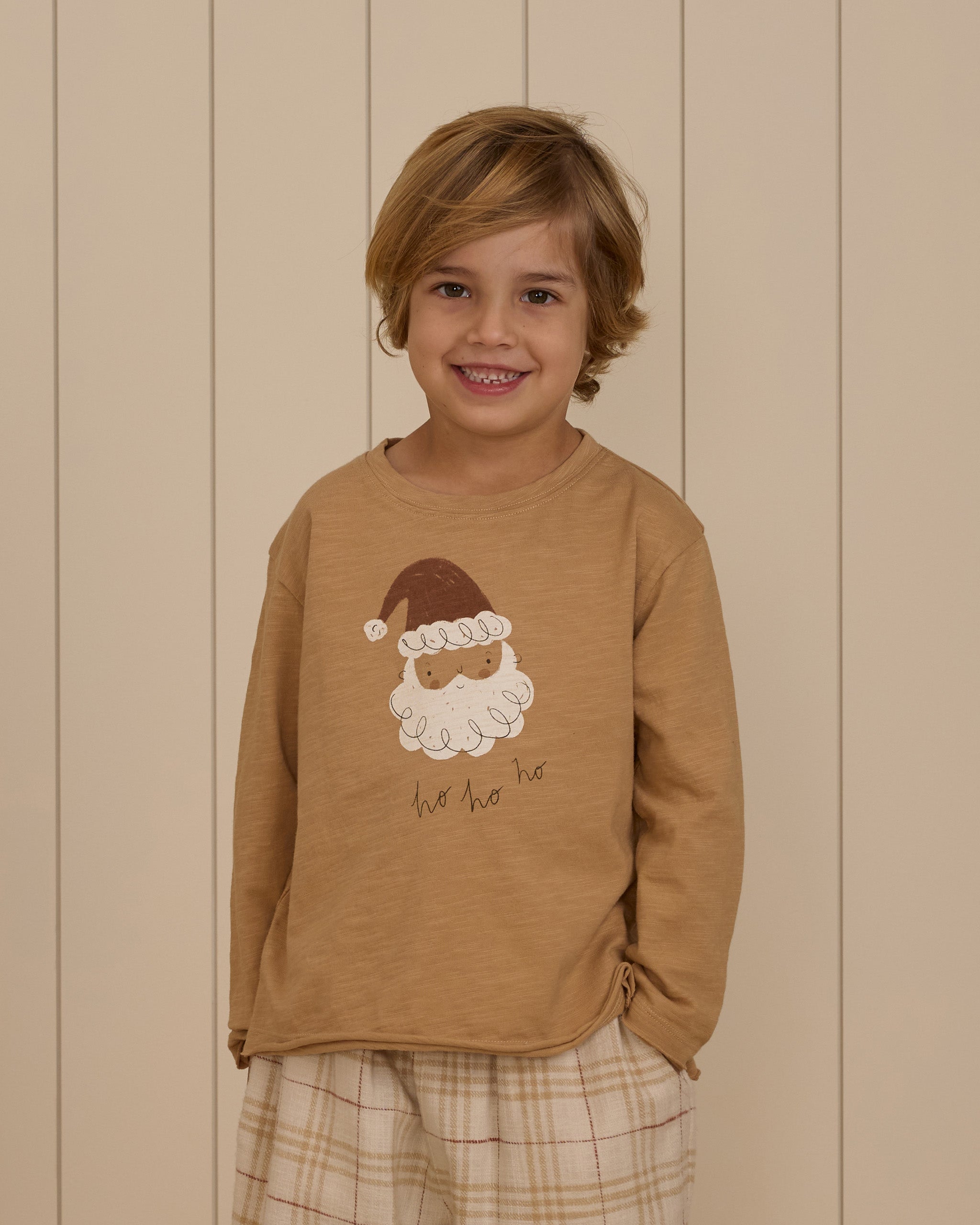 Rylee + Cru Raw Edge Long Sleeve Tee - Santa