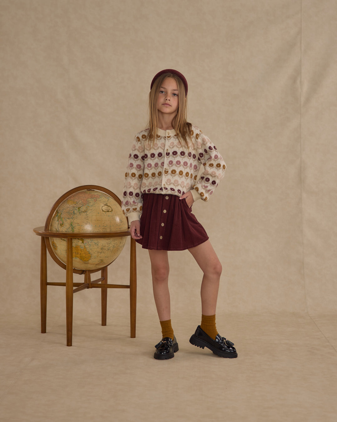 PRE-ORDER Rylee + Cru Button Front Mini Skirt ||Burgundy