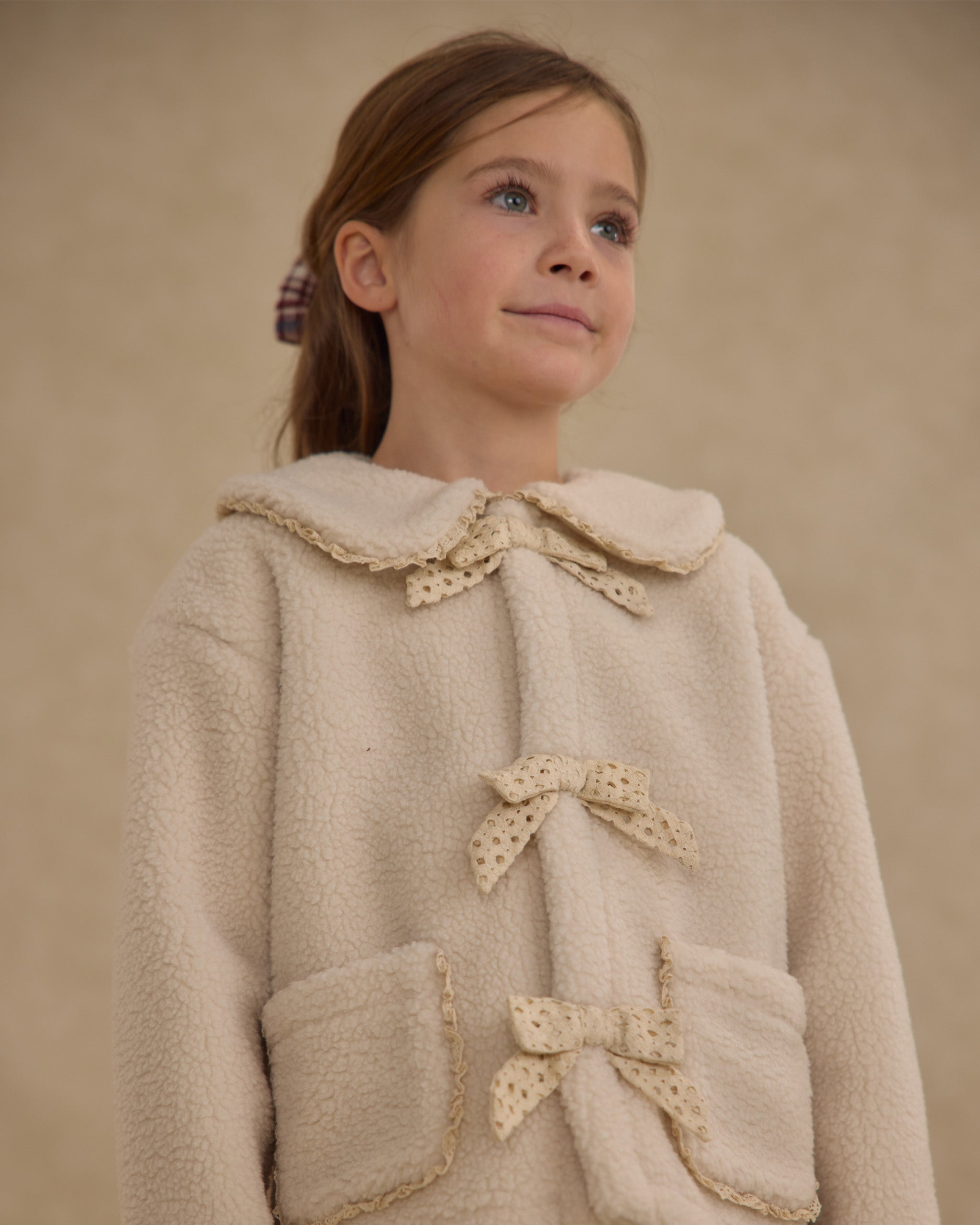 Rylee + Cru Shearling Collared Coat - Natural