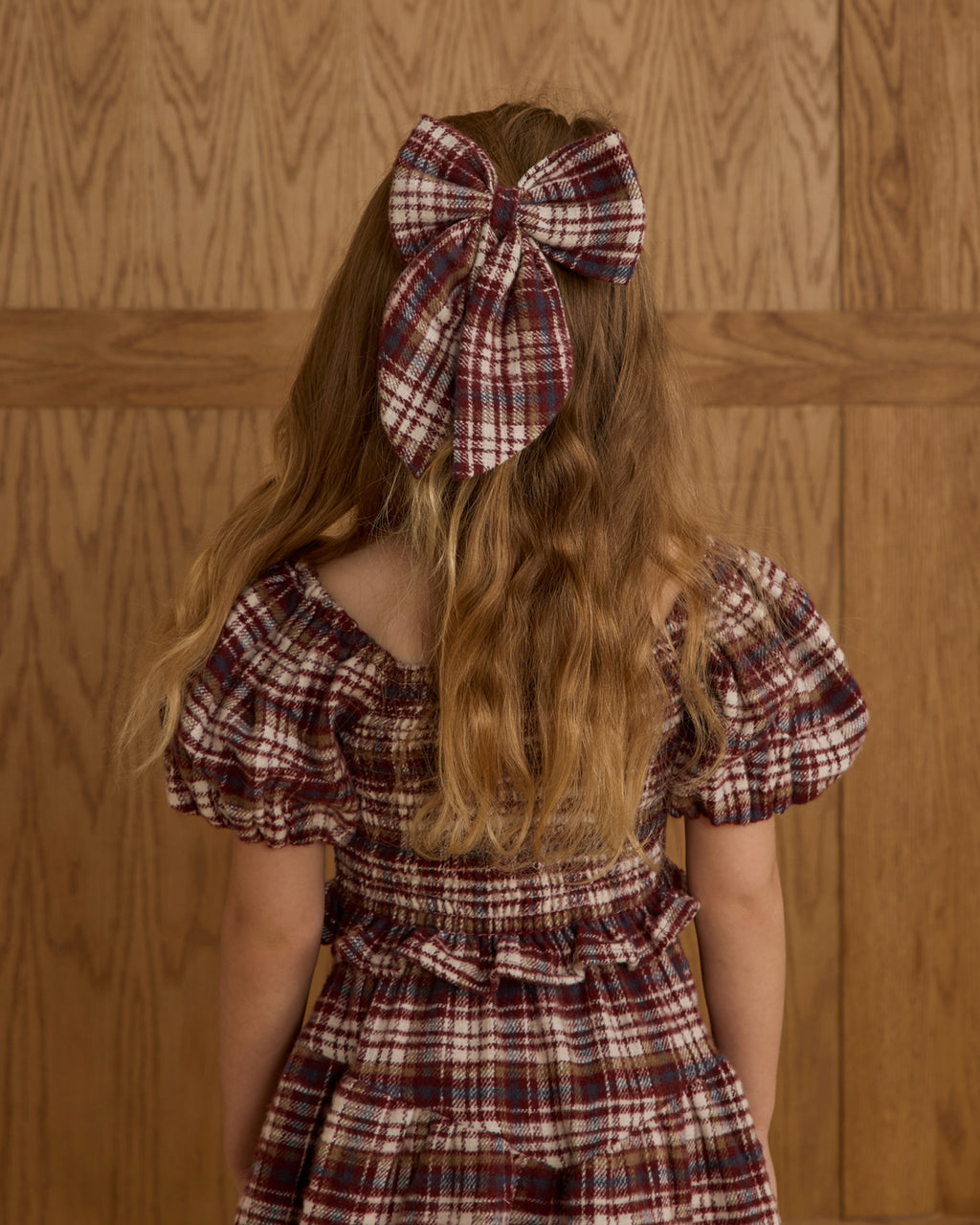 Rylee + Cru Oversized Bow - Burgundy Plaid