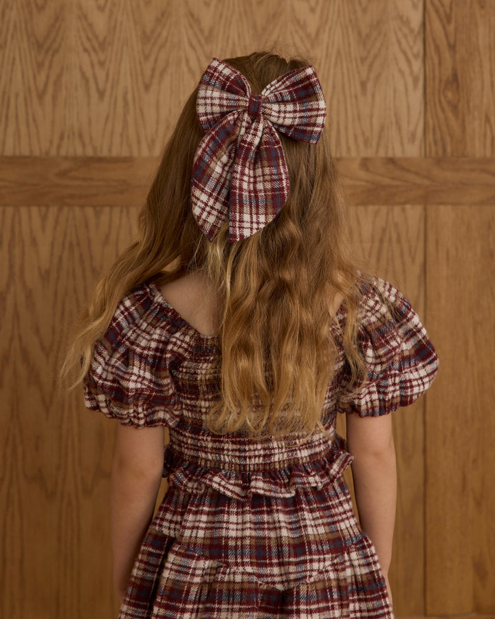 PRE-ORDER Rylee + Cru Oversized Bow | Burgundy Plaid