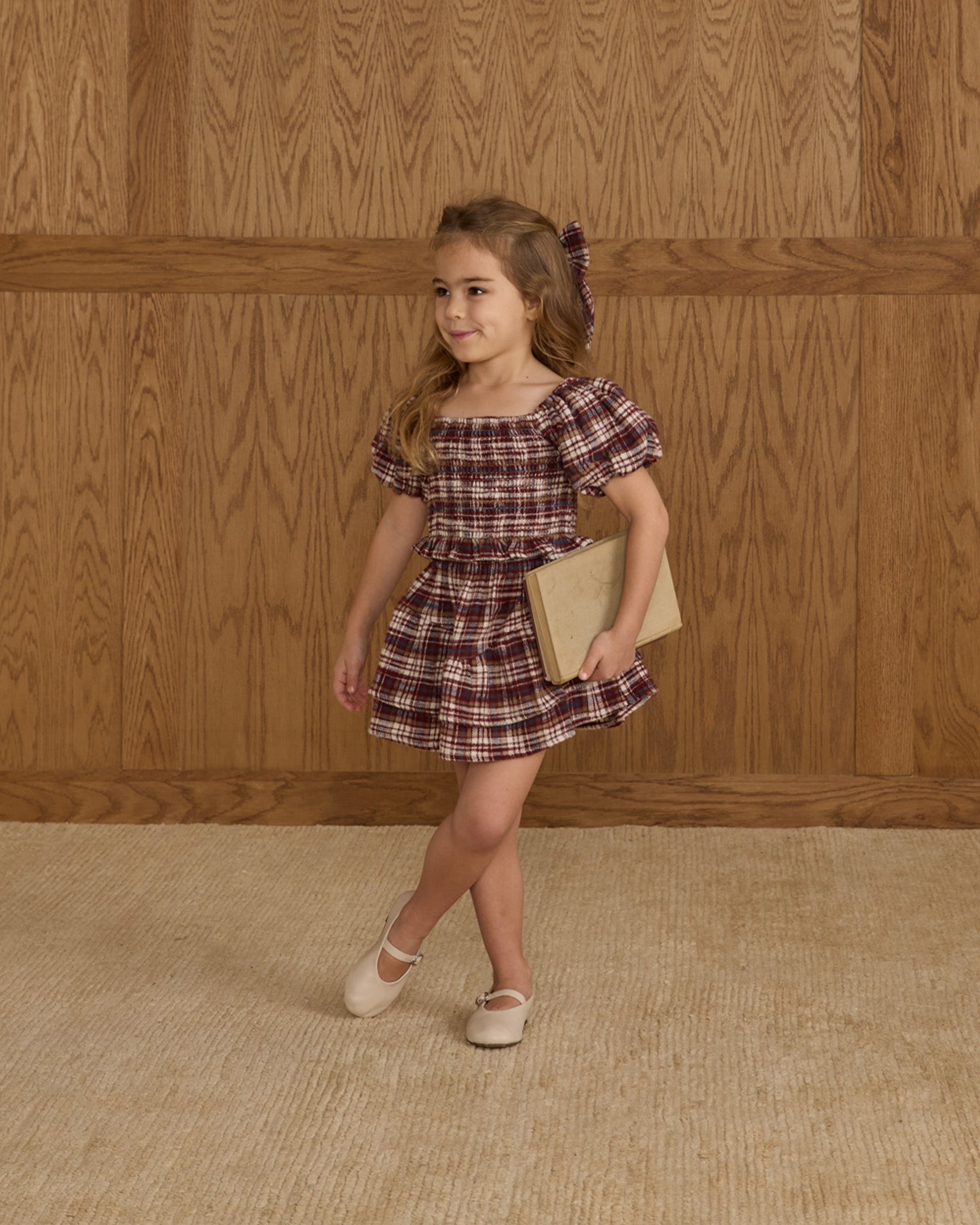 Rylee + Cru India Dress - Burgundy Plaid