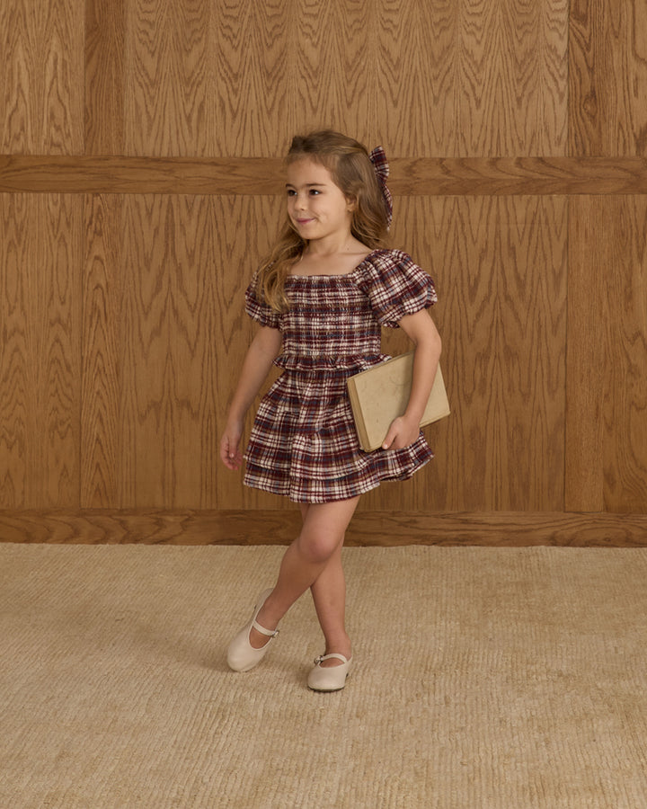 PRE-ORDER Rylee + Cru India Dress || Burgundy Plaid