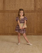 India Dress - Burgundy Plaid