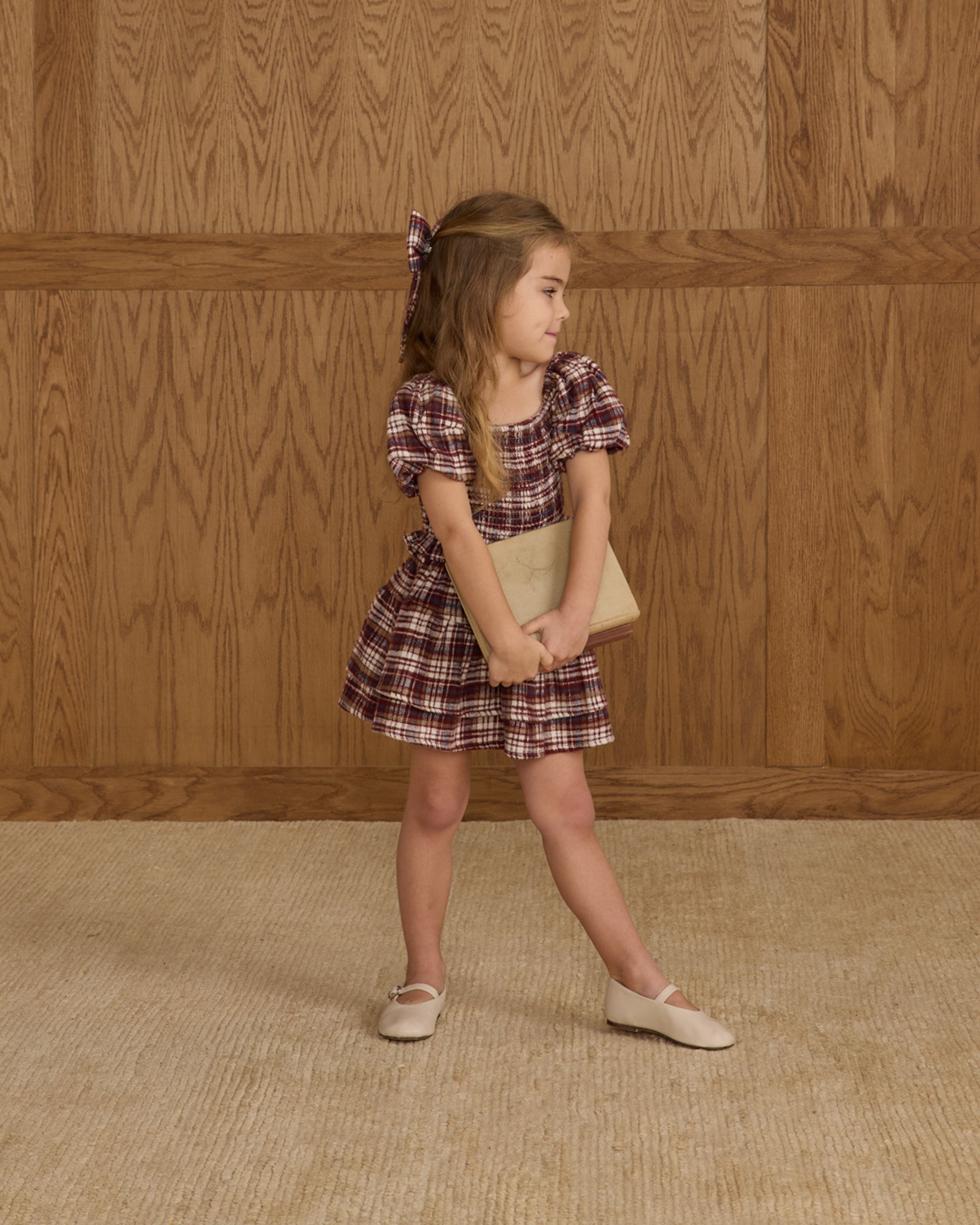 Rylee + Cru India Dress - Burgundy Plaid