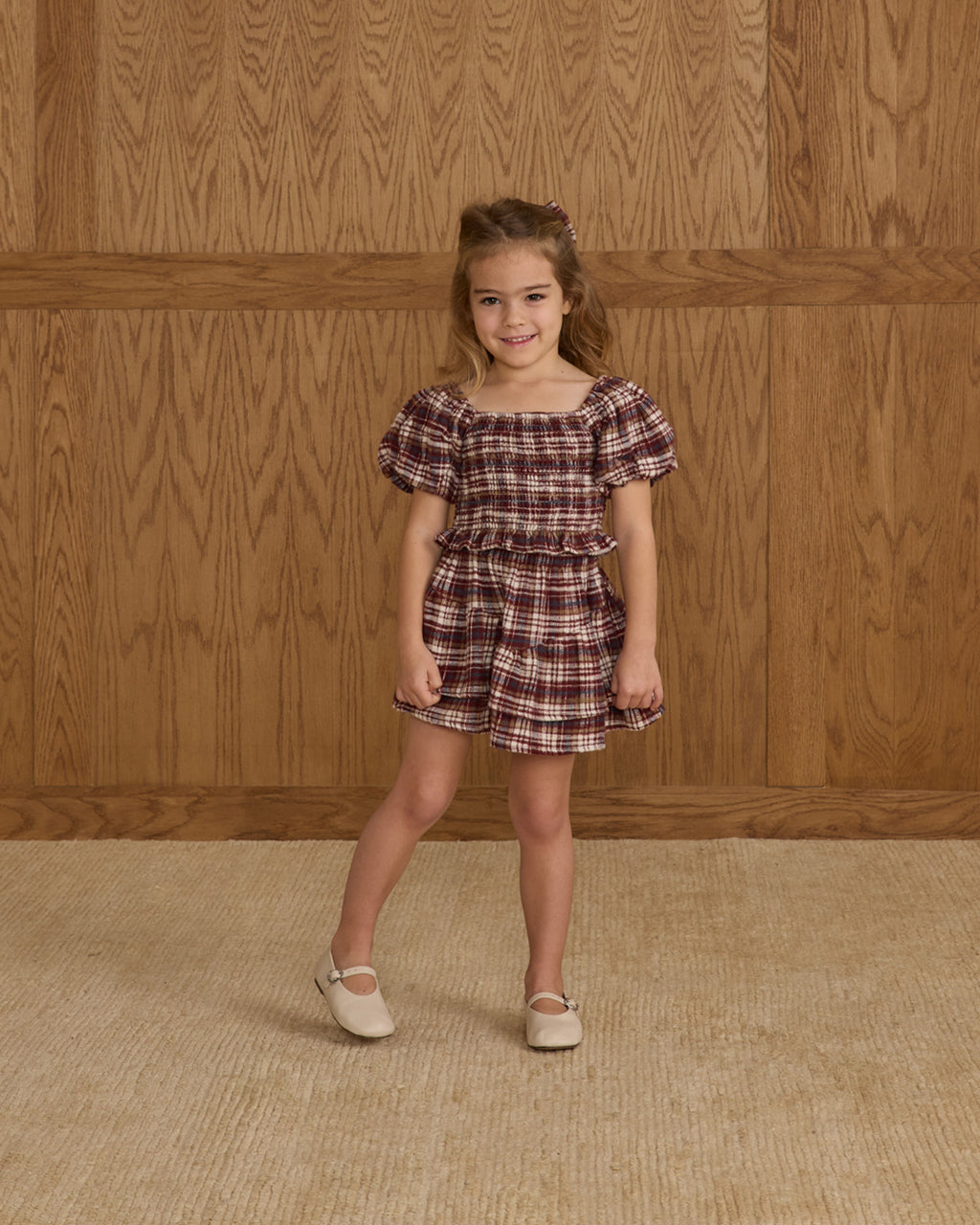 Rylee + Cru India Dress - Burgundy Plaid