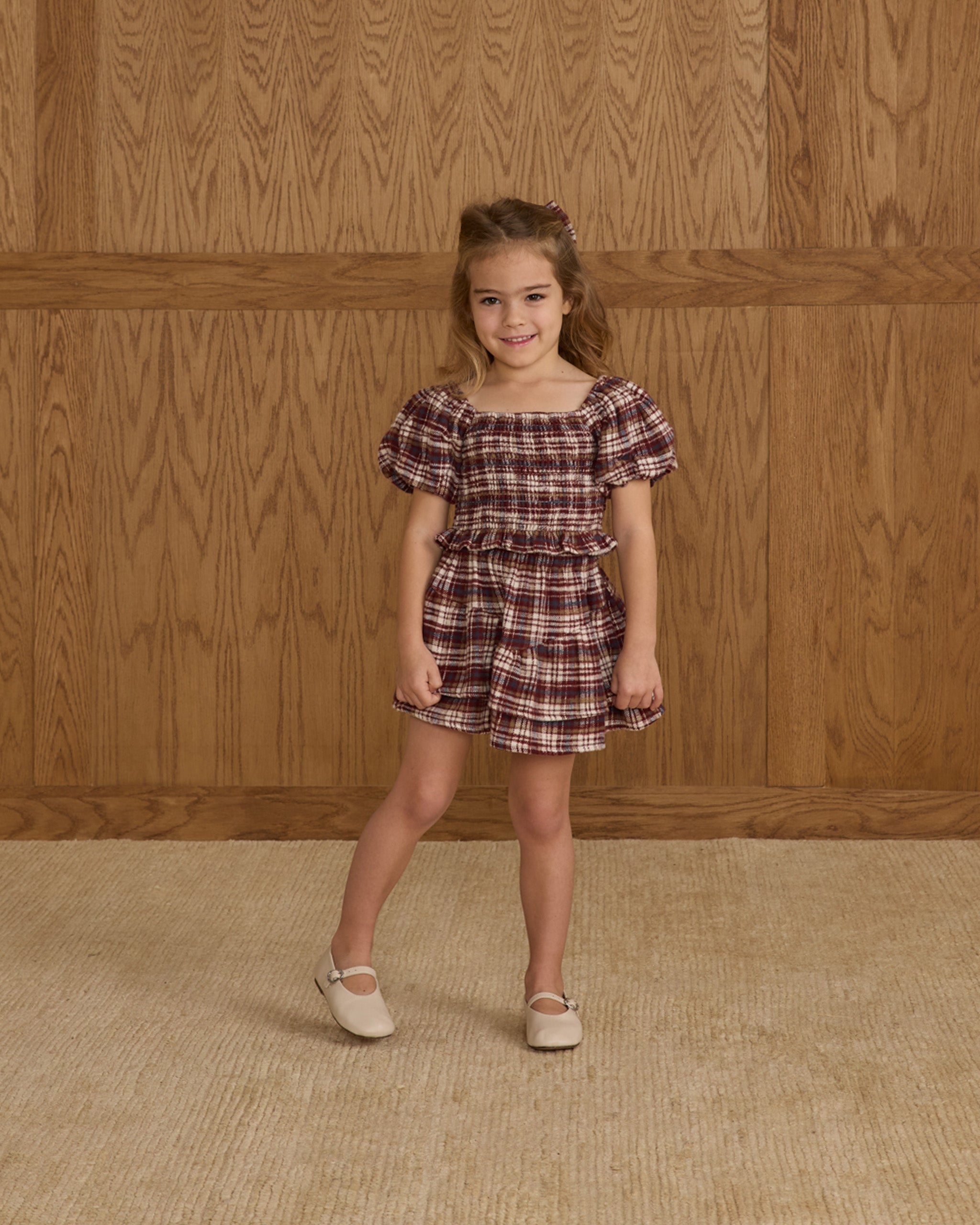 Rylee + Cru India Dress - Burgundy Plaid