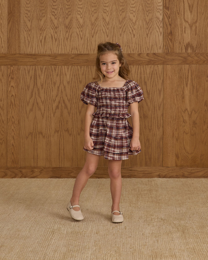 PRE-ORDER Rylee + Cru India Dress || Burgundy Plaid