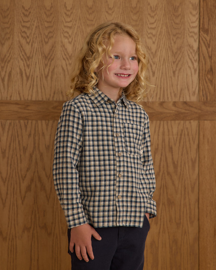 PRE-ORDER Rylee + Cru Collared Long Sleeve Shirt || Navy Check