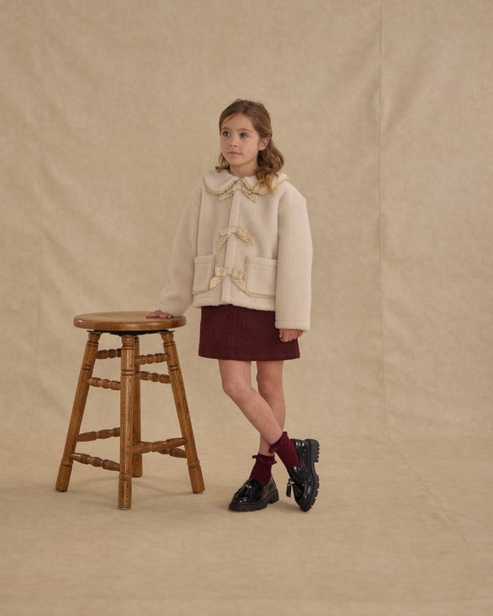 PRE-ORDER Rylee + Cru Shearling Collared Coat || Natural