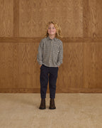 Collared Long Sleeve Shirt - Navy Check