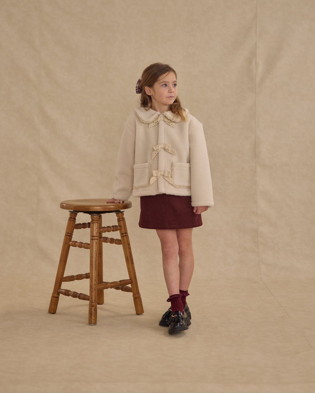 PRE-ORDER Rylee + Cru Shearling Collared Coat || Natural