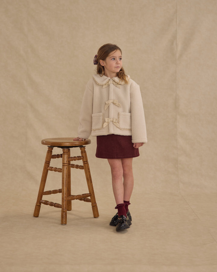 PRE-ORDER Rylee + Cru Shearling Collared Coat || Natural