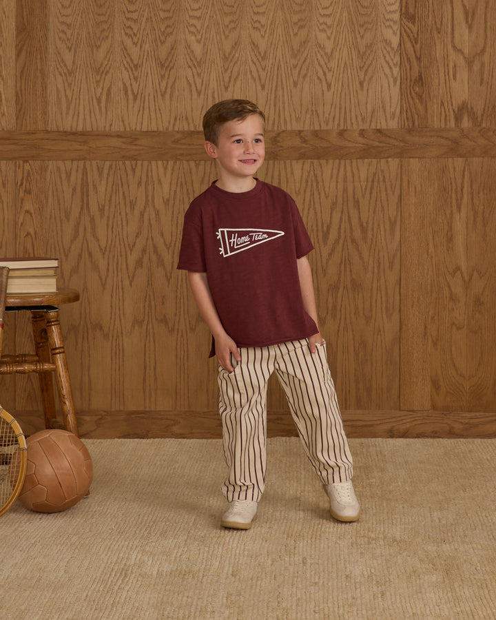 PRE-ORDER Rylee + Cru Relaxed Cargo Pant || Burgundy Pinstripe