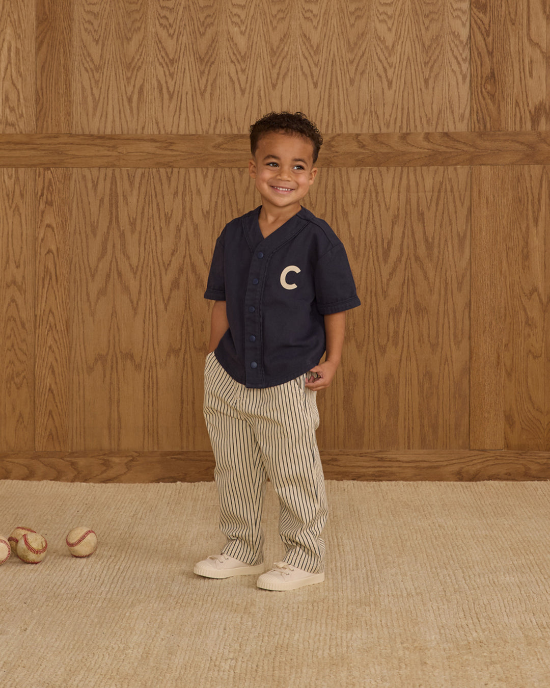PRE-ORDER Rylee + Cru Baggy Pant || Navy Pinstripe