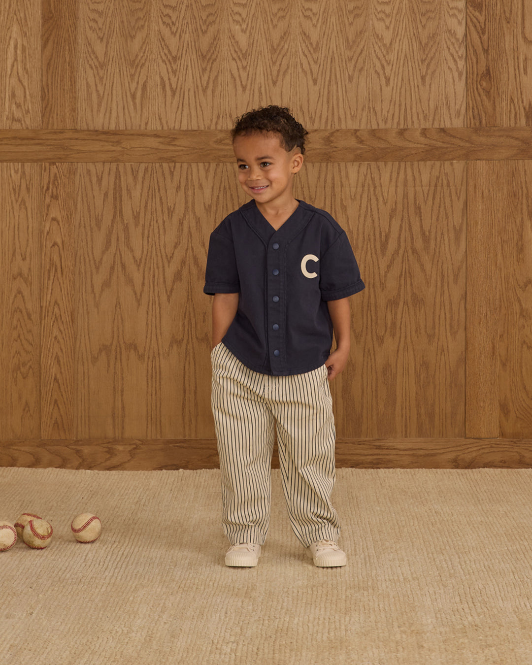 PRE-ORDER Rylee + Cru Baggy Pant || Navy Pinstripe