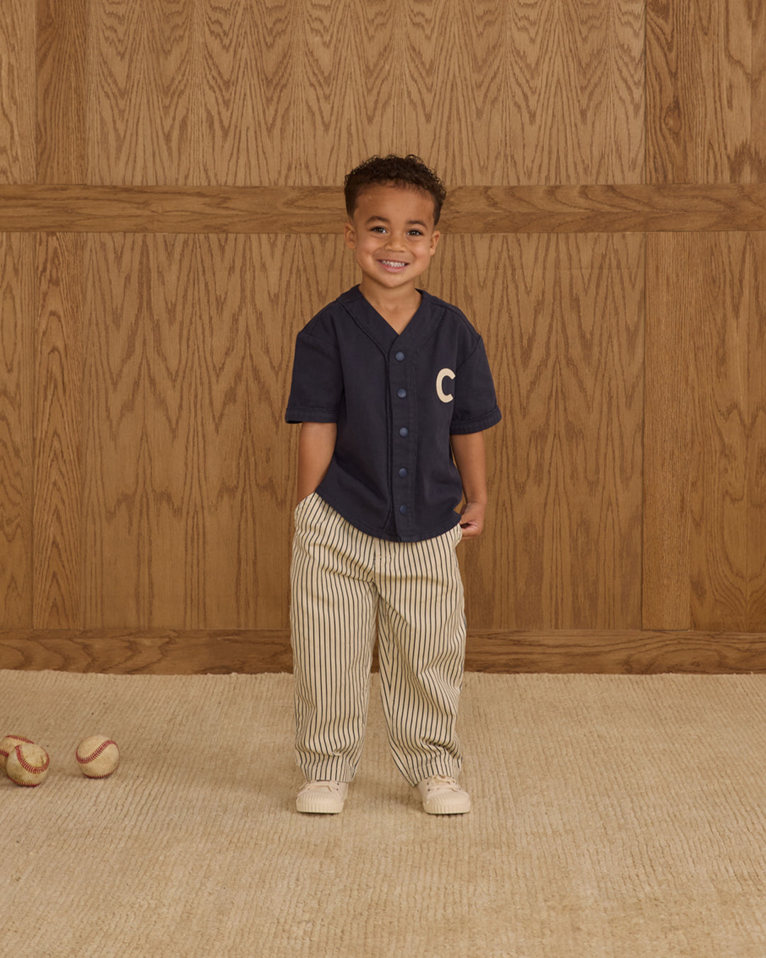 PRE-ORDER Rylee + Cru Baggy Pant || Navy Pinstripe