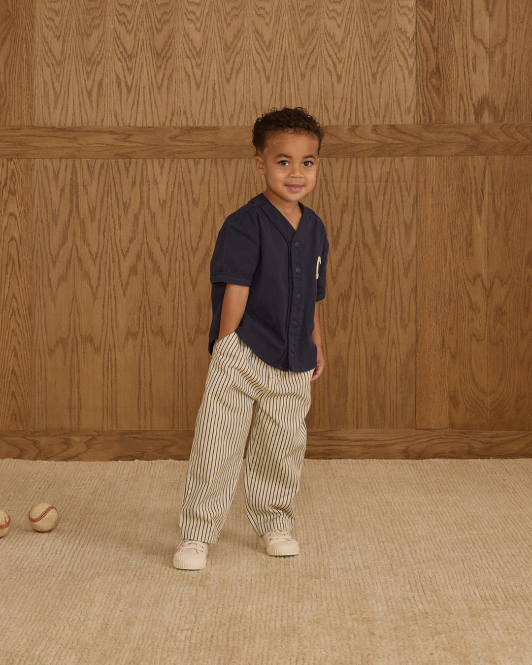 PRE-ORDER Rylee + Cru Baggy Pant || Navy Pinstripe