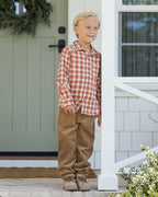 Collared Long Sleeve Shirt - Red Plaid