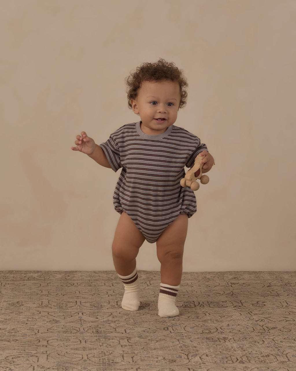 Relaxed Bubble Romper Vintage Stripe
